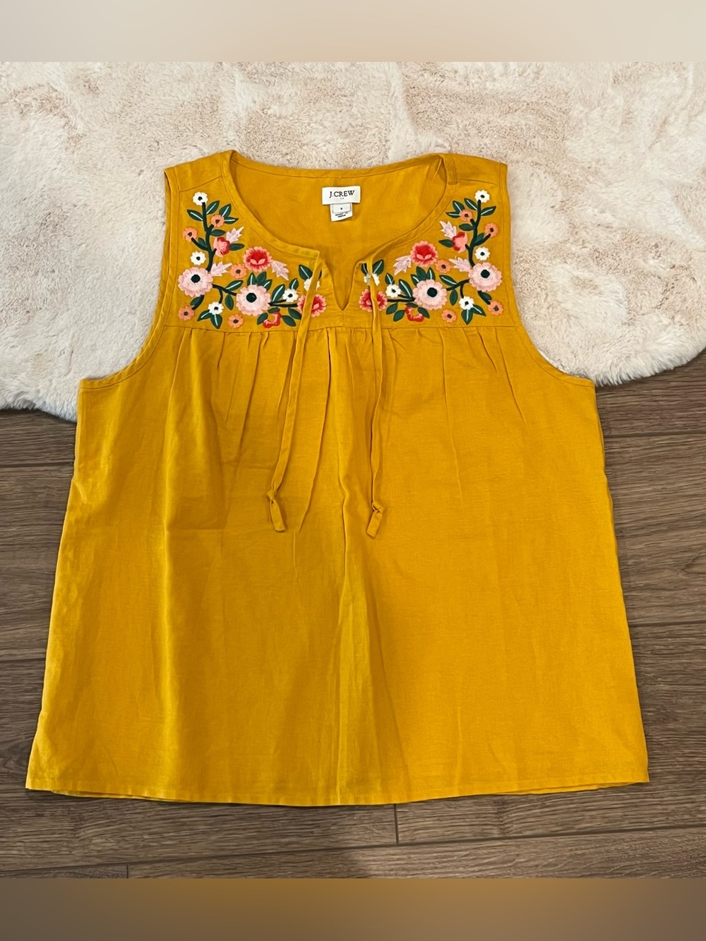 J. Crew Embroidered Linen Blend Top Size S